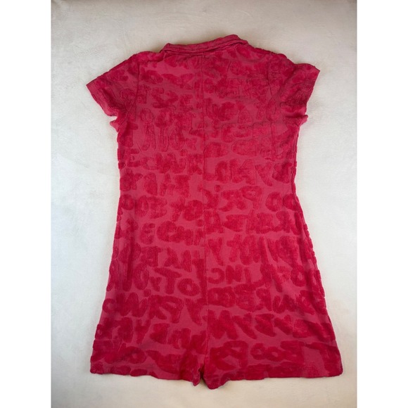 Jaded London Terry Towel Romper Playsuit Button Front Pink Lettering Size US 10 - Picture 4 of 8